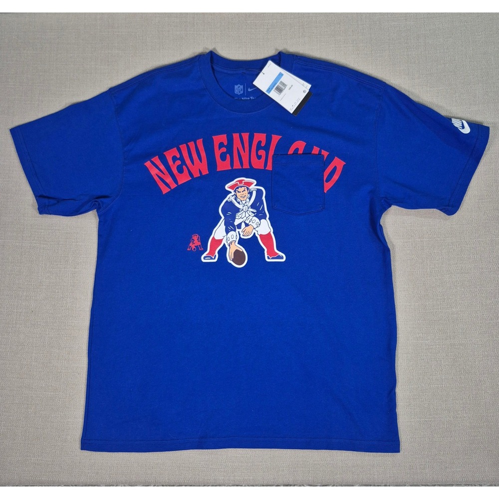 Nike New England Patriots T-Shirt Mens Medium Blue Pat‎ Patriot Pocket Tee NEW